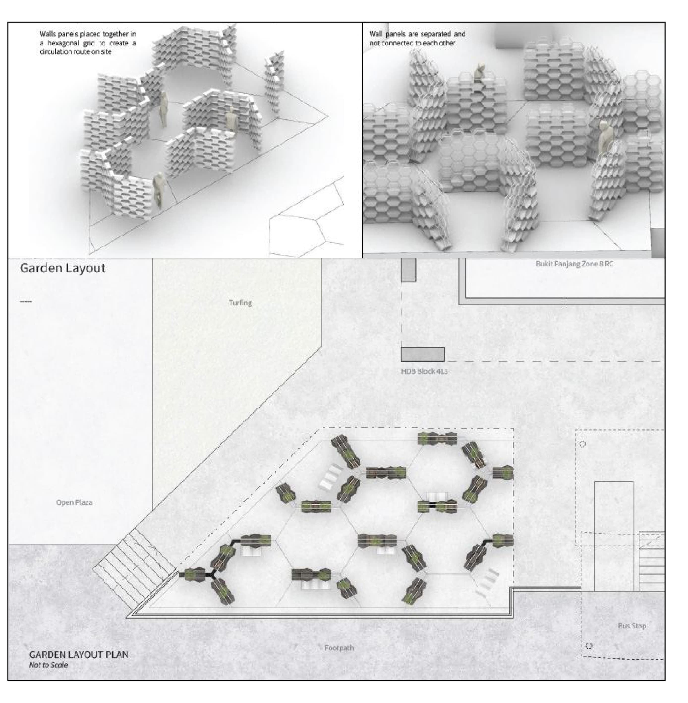 Garden layout plan of the Cell Wall installation at Bukit Panjang