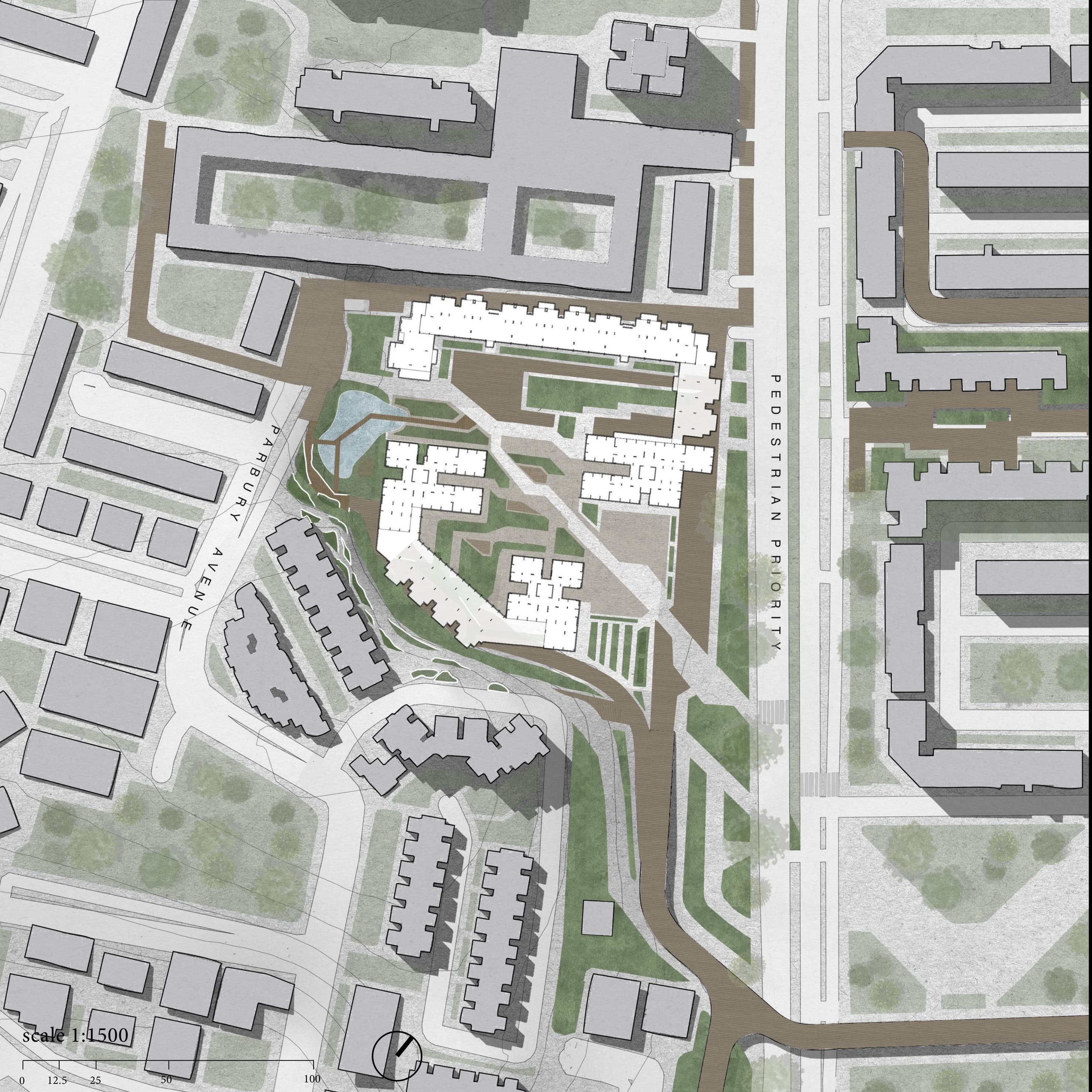 Colored site plan of the Kampong Lucky estate